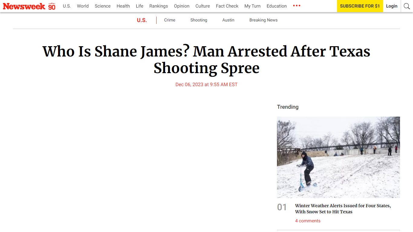 Who Is Shane James? Man Arrested After Texas Shooting Spree - Newsweek